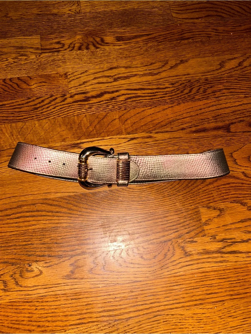 Vintage Genuine Leather Metallic Bronze Belt Made in USA Size Small
